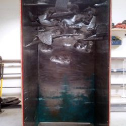 Sculpture Valais - 3e Âge de Fer - Catégorie : Installation - Titre : Ce que j'emporte - Lac de Géronde - Oies migratrices - Finition à l'atelier