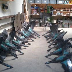 Les oies prêtes pour l'installation à la Cave des Follatères à Fully